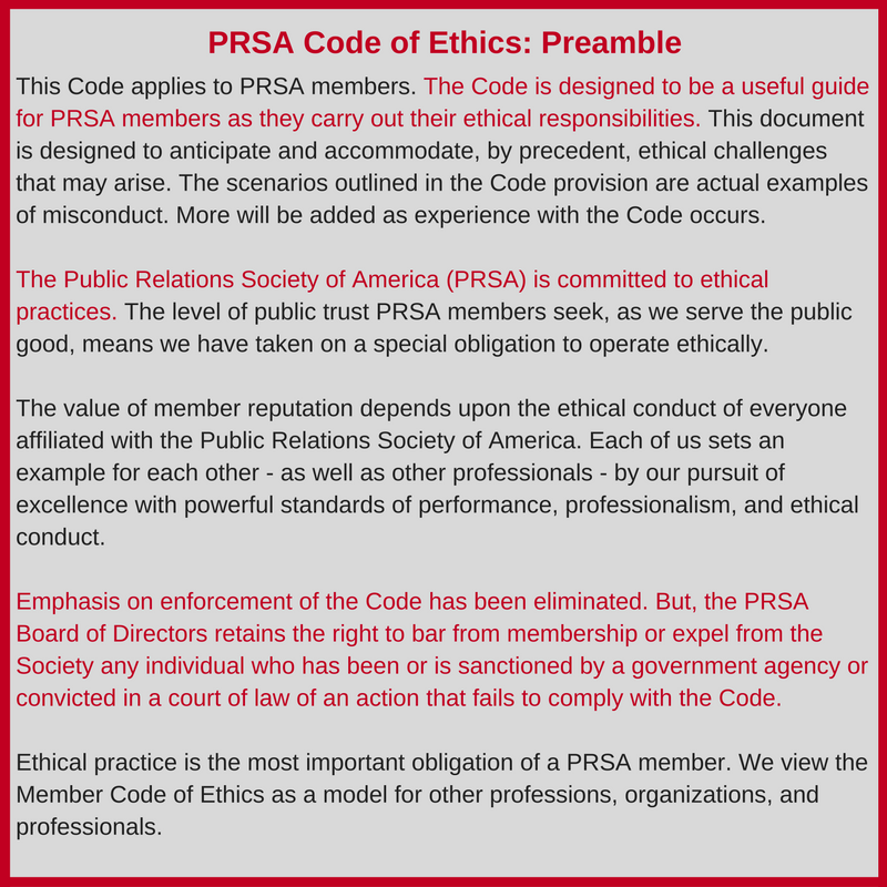 Features Of The Prsa Code Of Ethics